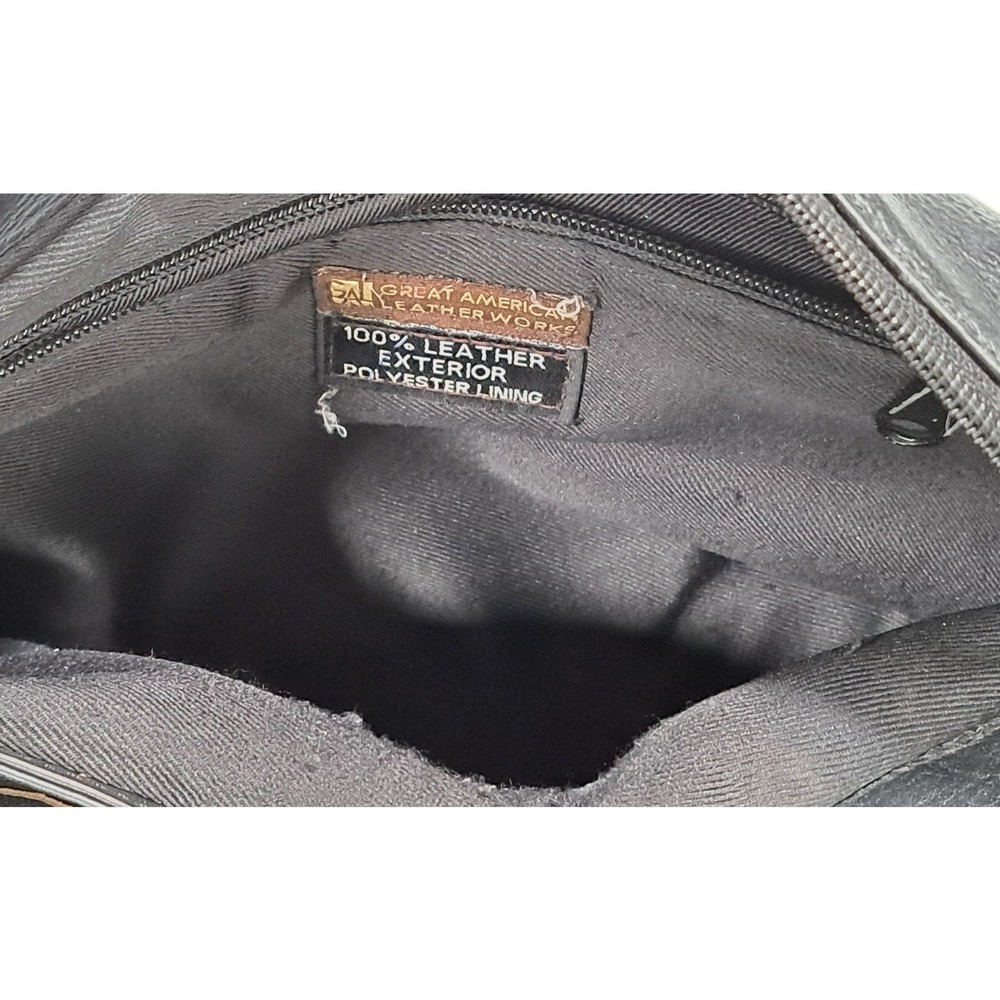 Great American Leather Works Black Leather Crossbody Bag Braided Tassel Purse - Picture 9 of 15